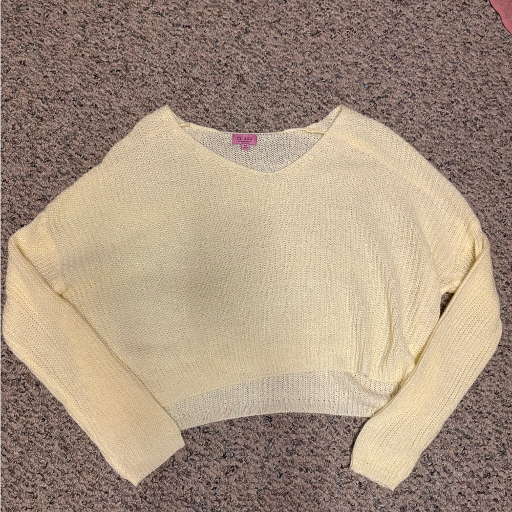 Miami Light Yellow V-Neck Sweater